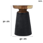 Fa Kisasztal, 50 cm, fekete-natúr| END SIDE | SMOL - méretekkel