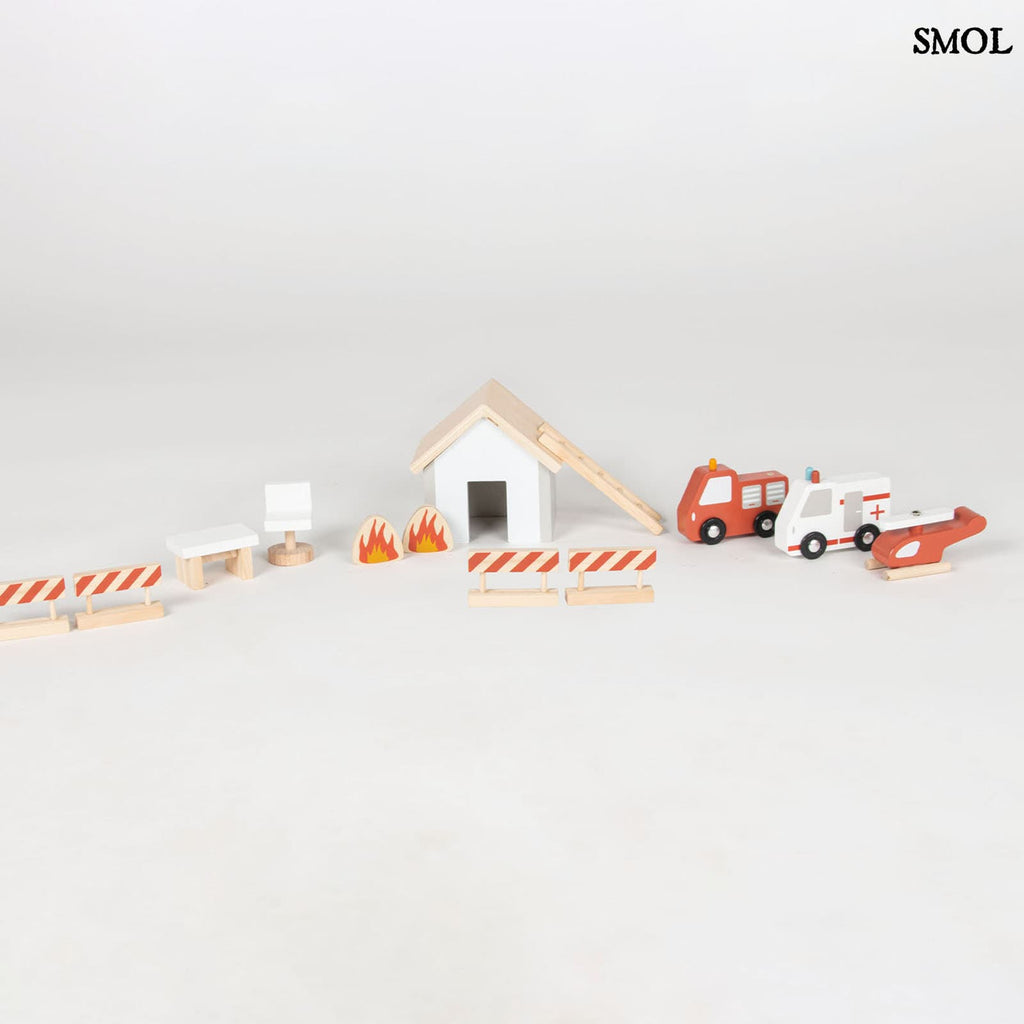 Fa Tűzoltóállomás Játékszett Járművekkel | BEN | SMOL - kiegészítő elemek