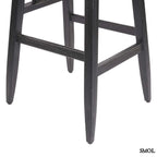 Fekete fa bárszék LovYa, tömör teakfa háttámlával, modern konyhaszigethez lábak nagyítva