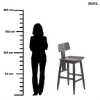 Fekete fa bárszék LovYa, tömör teakfa háttámlával, modern konyhaszigethez méretarányosan