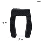 Fekete színű, rusztikus suárfa kisasztal és ülőke méretekkel