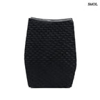 Fekete színű, rusztikus suárfa kisasztal és ülőke oldalról