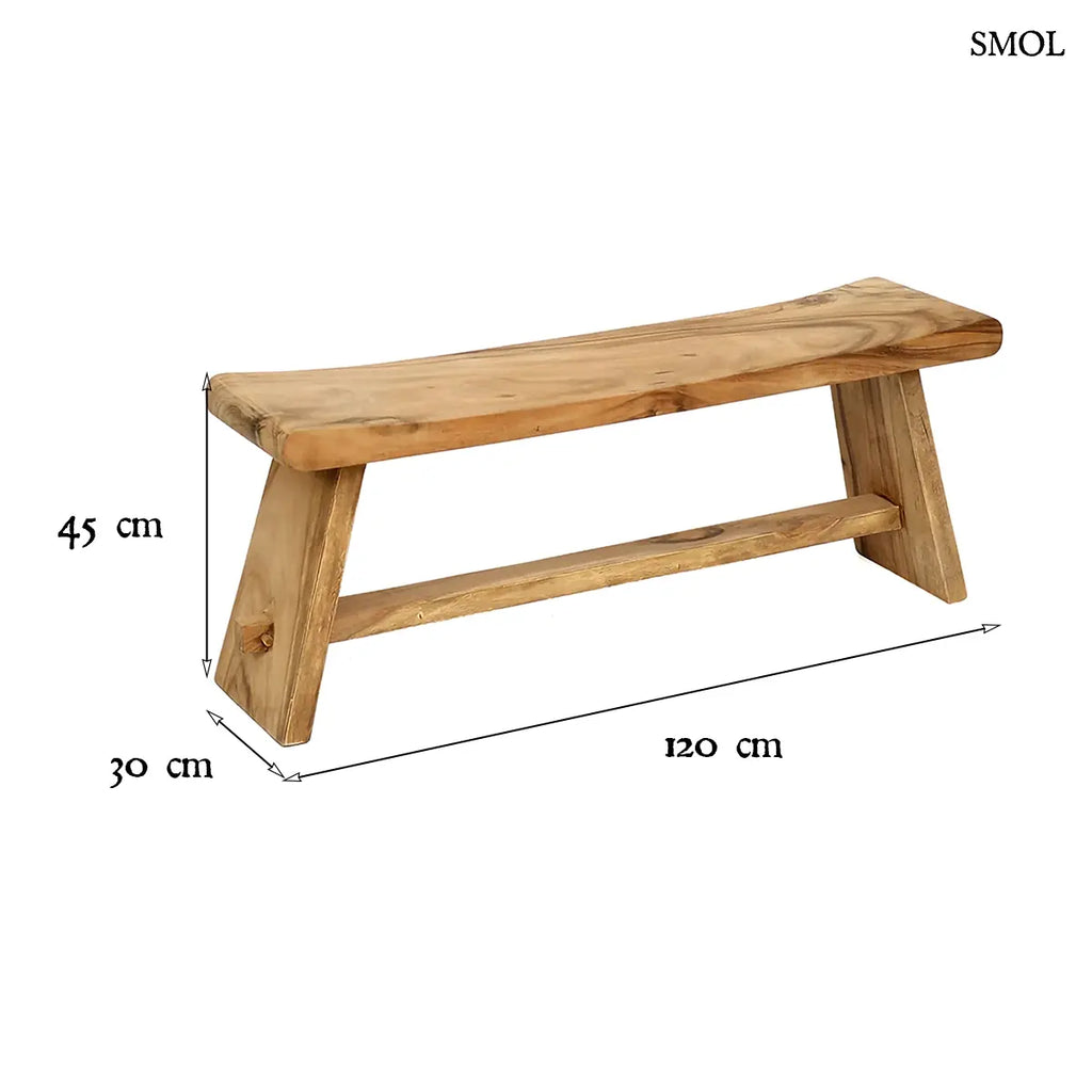 Tömör suar fa pad natúr színben, 120×45 cm, méretekkel