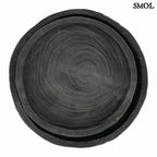 HUGO fa tál szett mélyen barázdált, sötét tónusú erezettel és rusztikus belső textúrával, egymásban