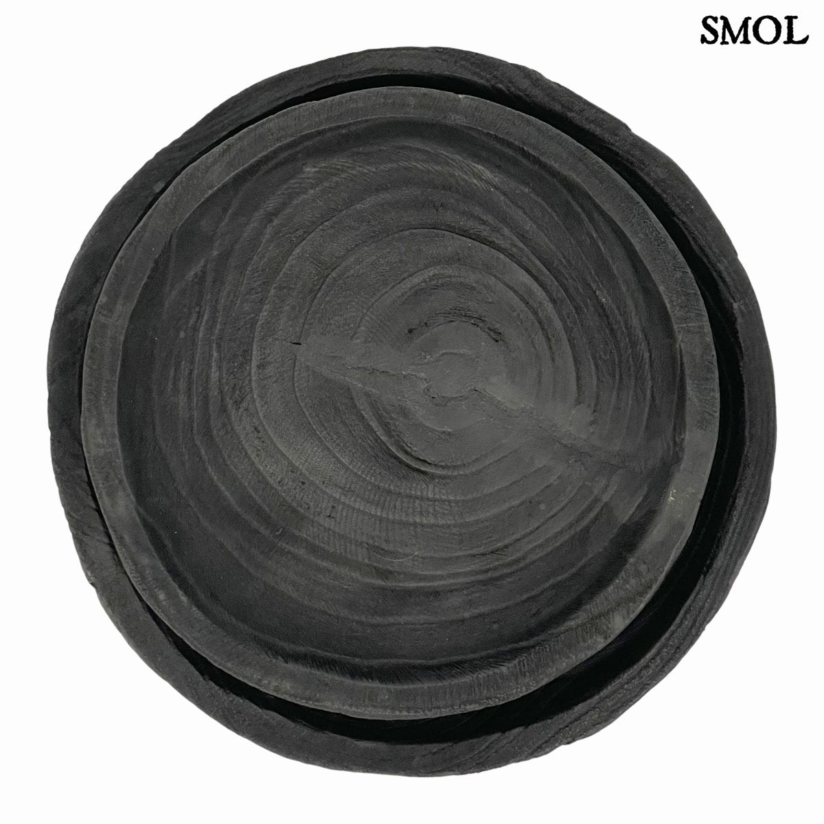 HUGO fa tál szett mélyen barázdált, sötét tónusú erezettel és rusztikus belső textúrával, egymásban