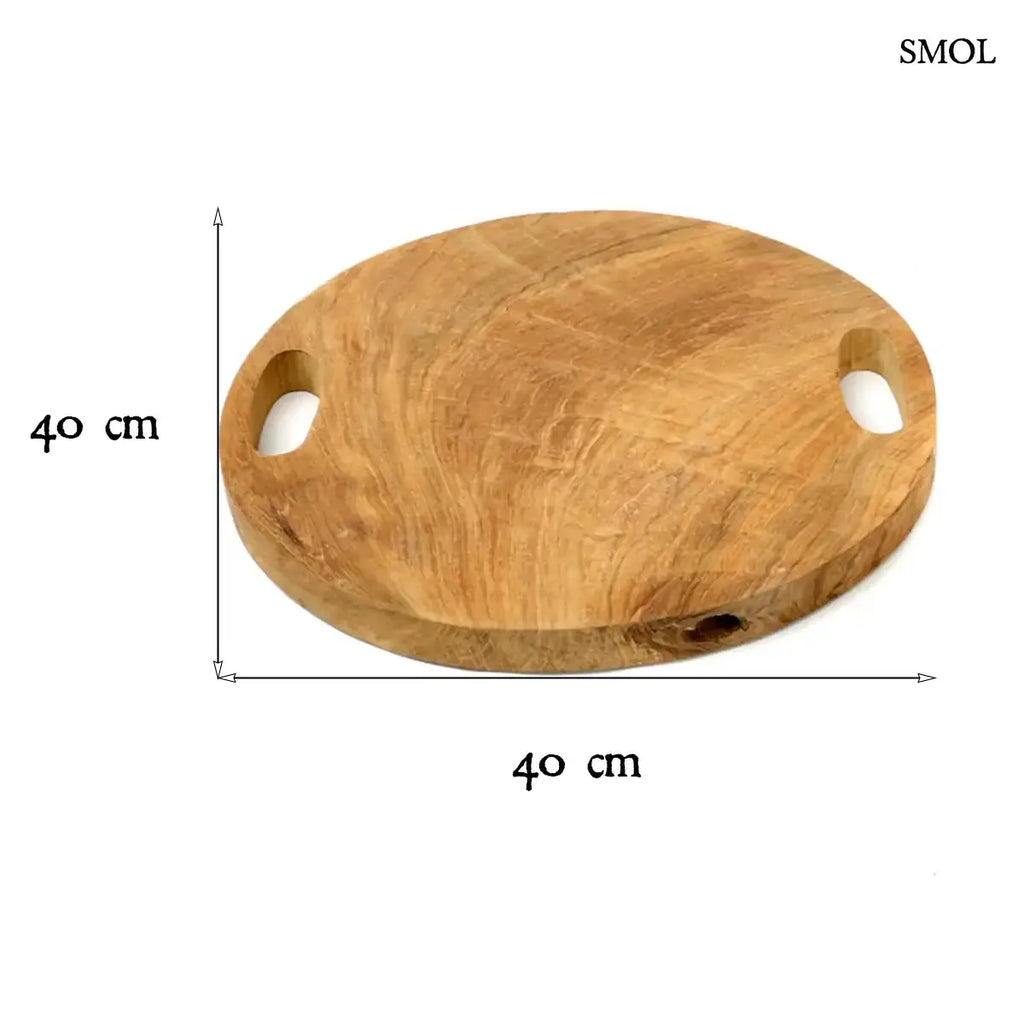 TEAK ROOT natúr teakfa tálca teakgyökér mintázattal, méretekkel