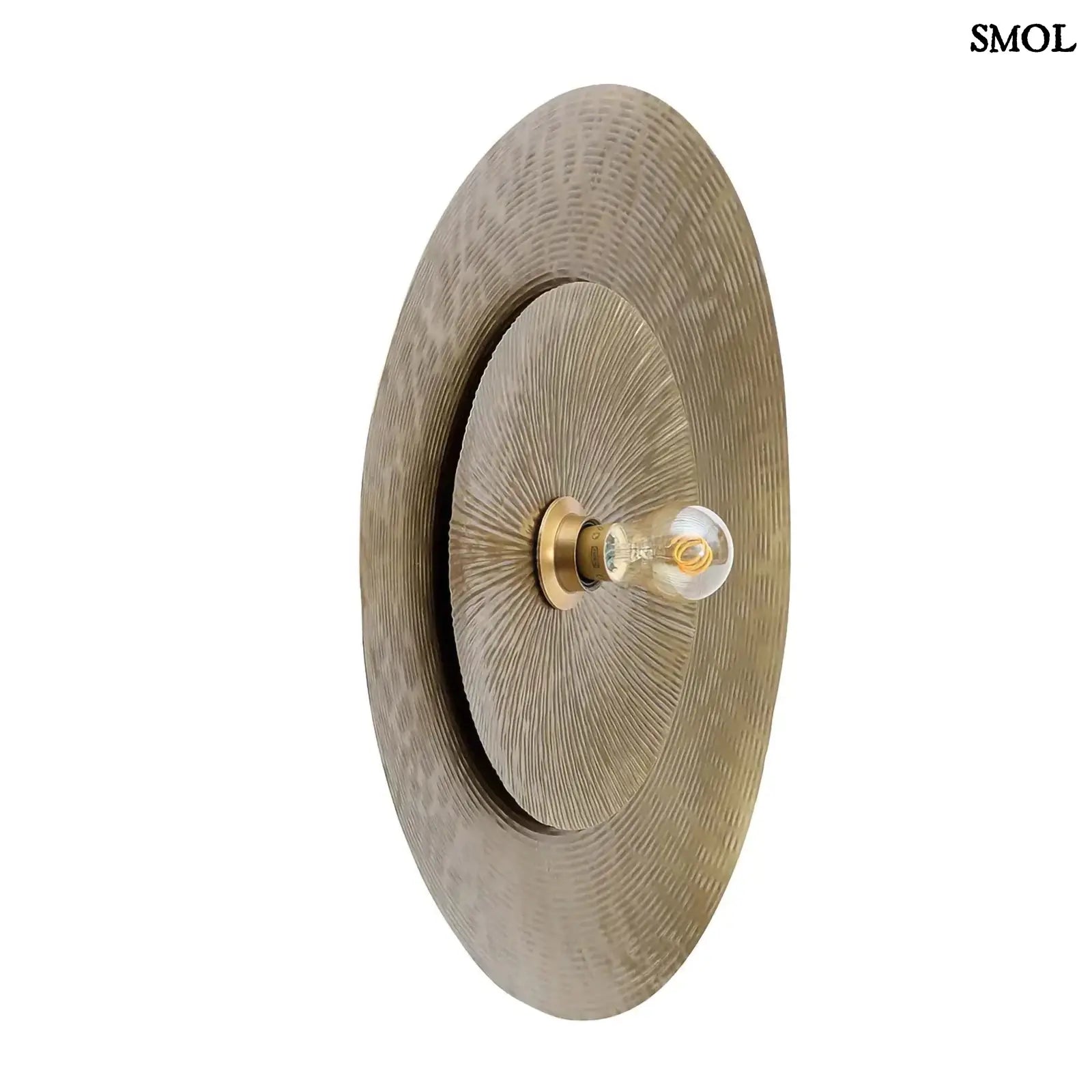 Sárgaréz Fali Lámpa dupla hold formával, indiai kézműves munka, elforgatva