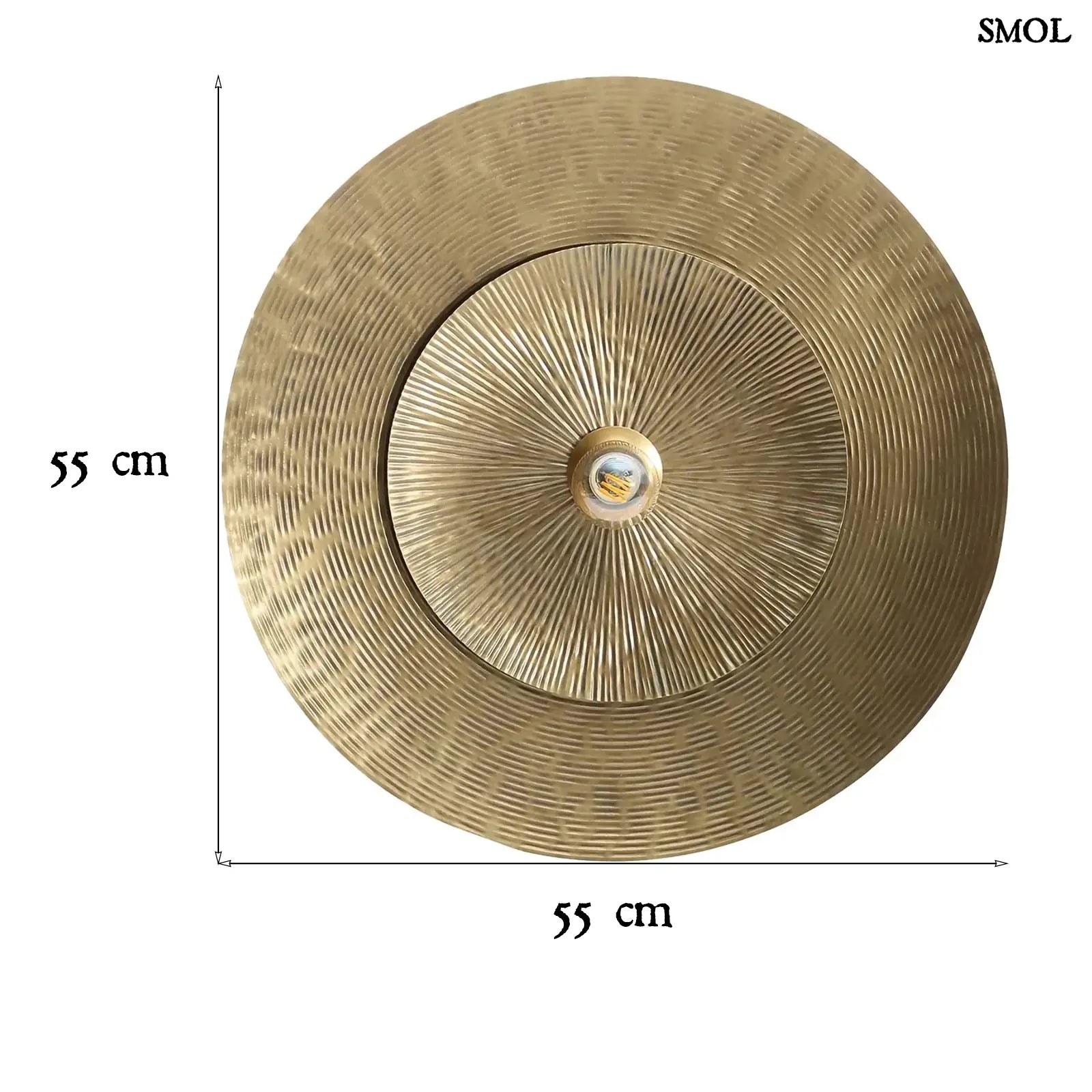 Sárgaréz Fali Lámpa dupla hold formával, indiai kézműves munka,  méretekkel