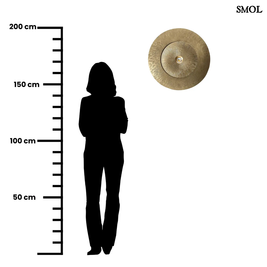 Sárgaréz Fali Lámpa dupla hold formával, indiai kézműves munka,  méretarányosan