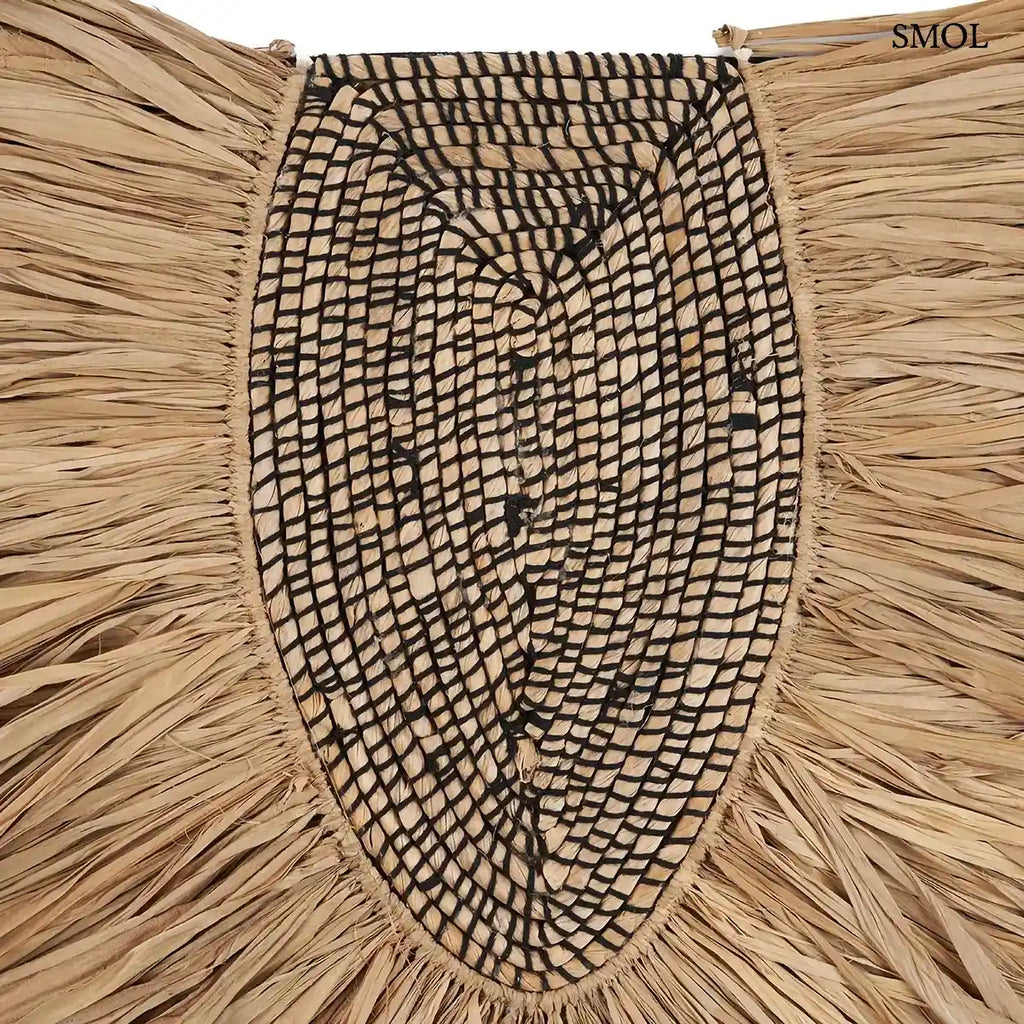 NAHLA fonott fali dekoráció natúr pandan fűből, ovális forma – 85 × 81 cm, közepe nagyítva