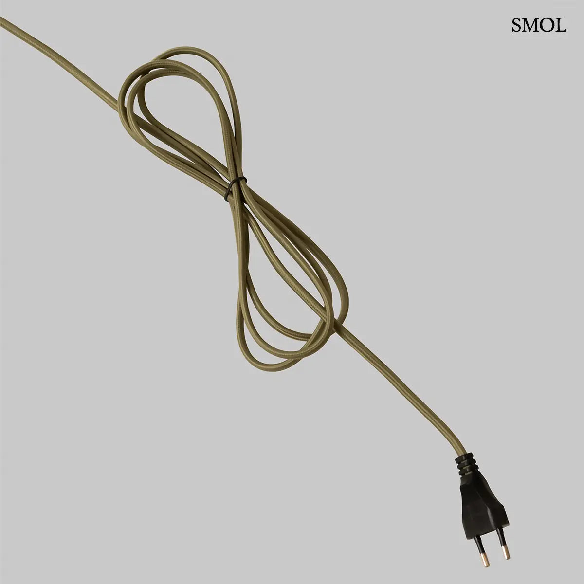 SALAMANCA olívazöld kétbúrás fém fali lámpa függőleges rúddal és zöld textilkábellel, kábellel
