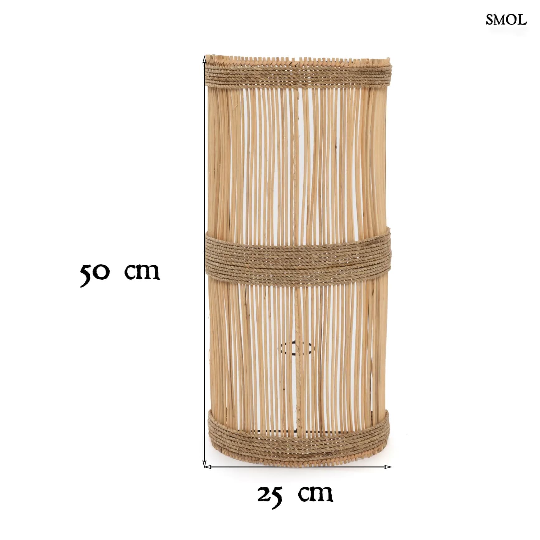 Fali lámpaernyő - natúr, rattan, 50 cm | JALAL - smol.hu - méretekkel