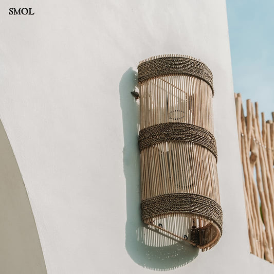 Fali lámpaernyő - natúr, rattan, 50 cm | JALAL - smol.hu - alulról, falon