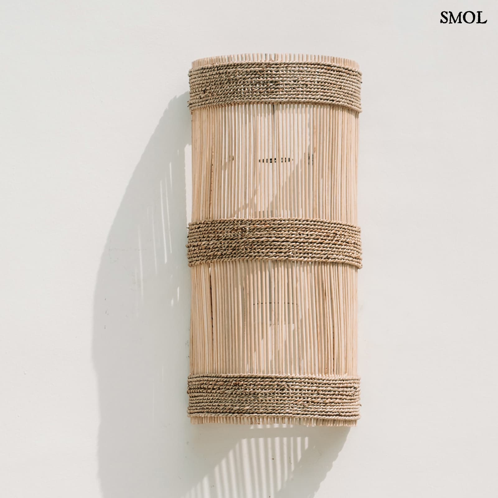 Fali lámpaernyő - natúr, rattan, 50 cm | JALAL - smol.hu - fehér falon