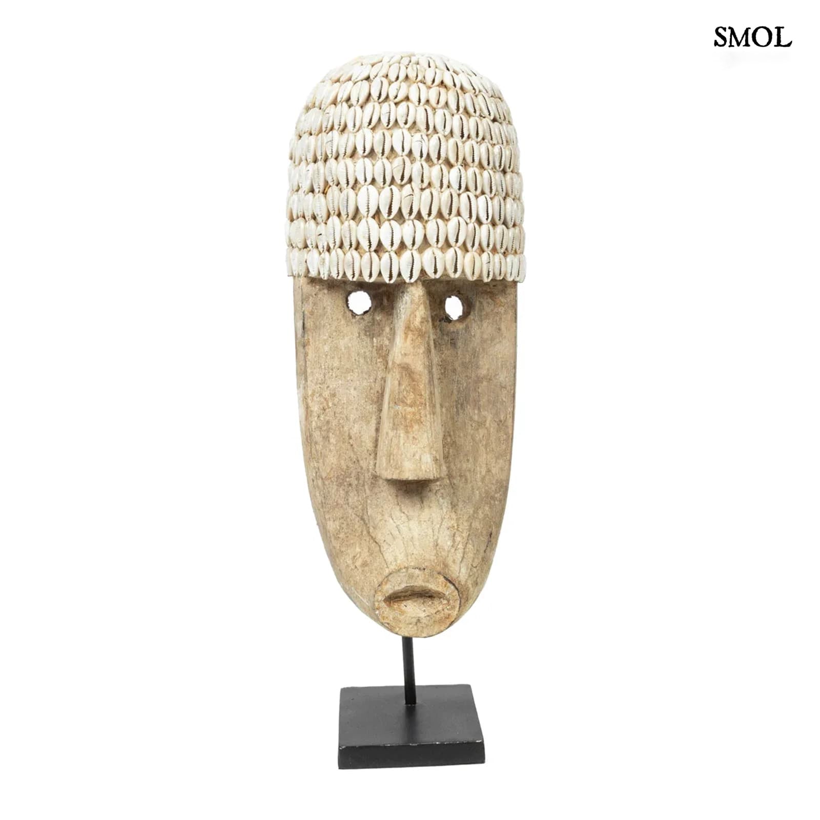 Faszobor tartón - kagylókkal, 50 cm | COWRIE - smol.hu - fehér háttérrel