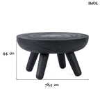 Fekete Kisasztal Suarfából, 78,5 cm| LOSTEN | SMOL - méretekkel