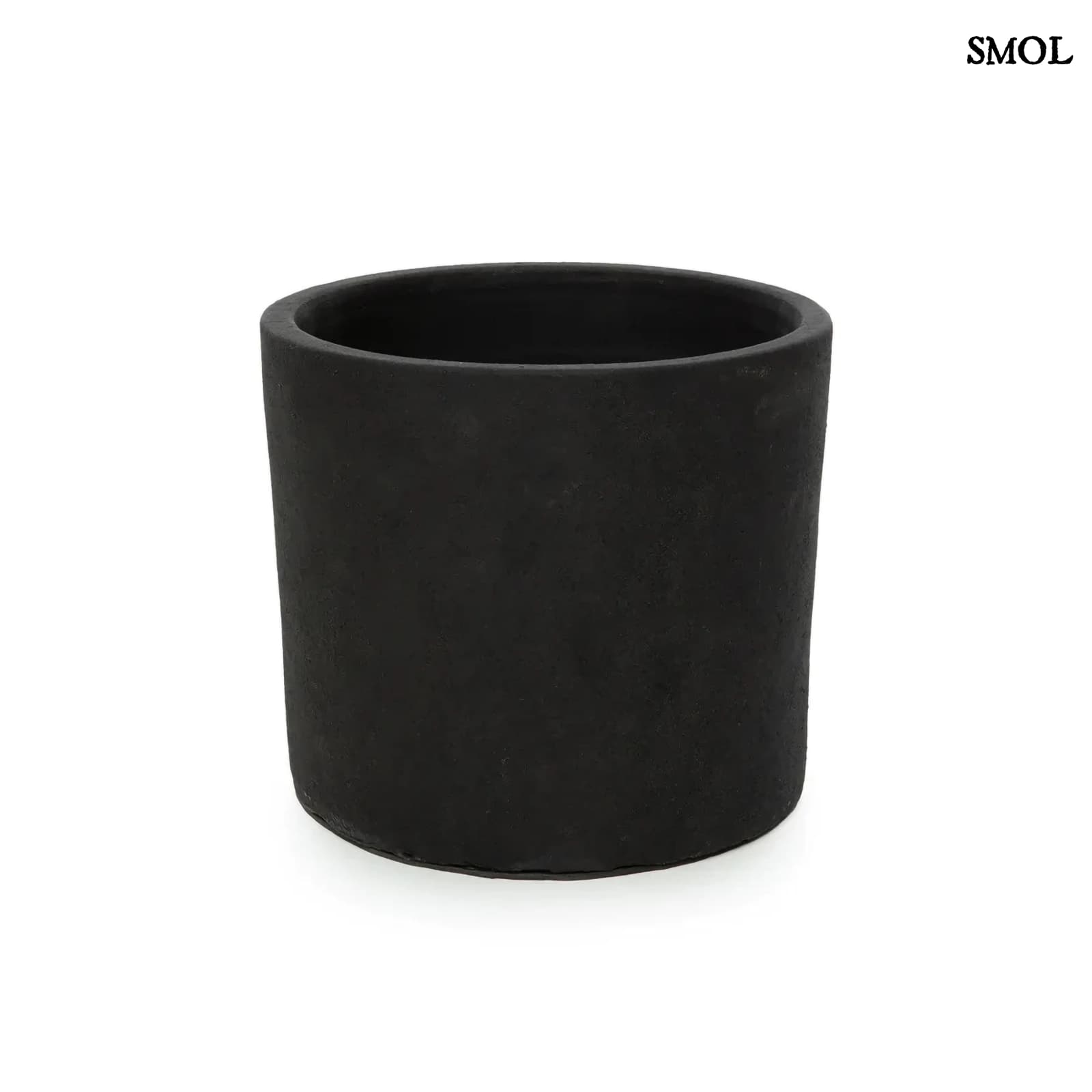 Fekete Terrakotta Virágtartó Teak Fa Lábbal | CHARCOAL LOW | SMOL - kaspó, lábak nélkül
