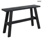 Fekete fa pad indiai buszmegálló stílusban, antikolt felülettel, ferdén