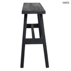 Fekete fa pad indiai buszmegálló stílusban, antikolt felülettel, oldalról