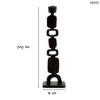 Karakteres fekete gyertyatartó aszimmetrikus, totemszerű formával, méretekkel