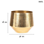 Ragyogó sárgaréz kalapált Planter, fém virágtartó, méretekkel