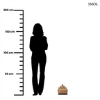 Kézzel font bambusz tároló doboz valódi kagyló díszítéssel és fa fogantyúval, natúr barna színben, méretarányosan