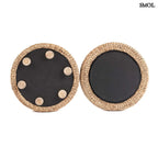 Kerek, fonott tároló puff natúr vízijácintból, zárt fedővel, alulról és felülről