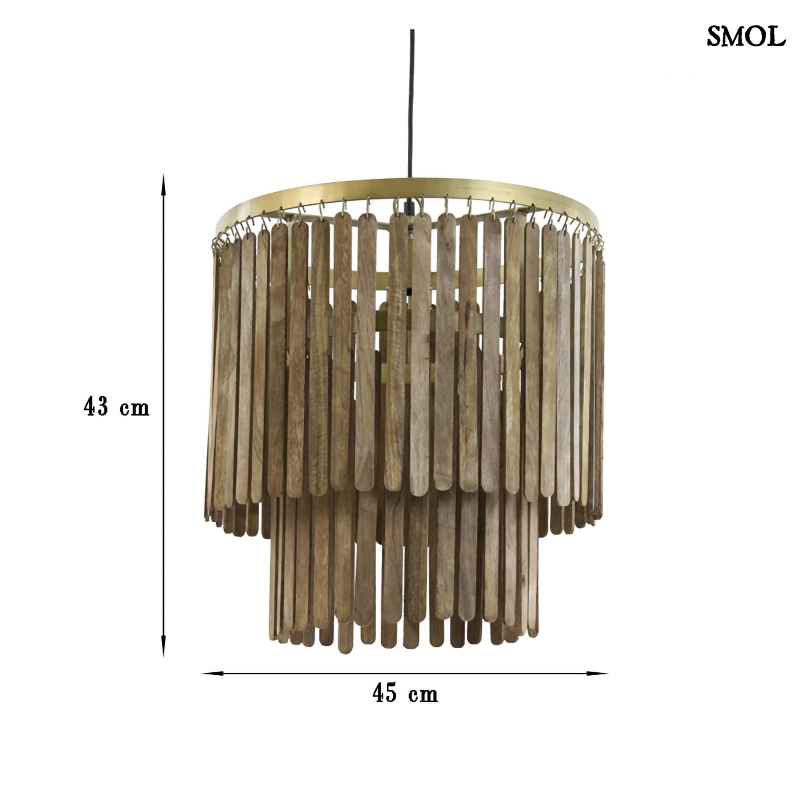 Függőlámpa - fa, 45 cm | TULARE - smol.hu - méretekkel