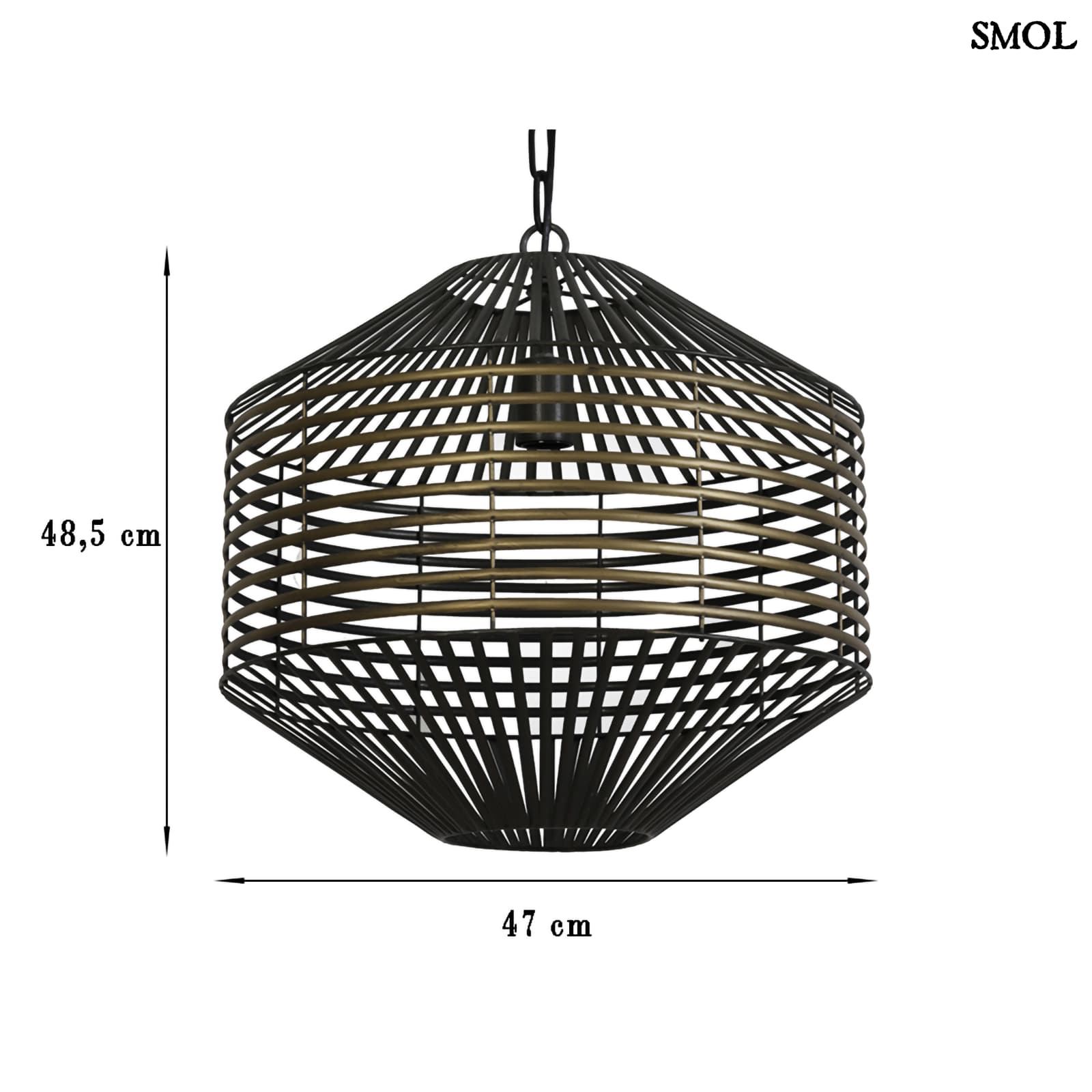 Függőlámpa - fém, 47cm | SEENA - smol.hu - méretekkel