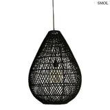 Függőlámpa – rattan, csepp forma, fekete, 45 cm | MAZE