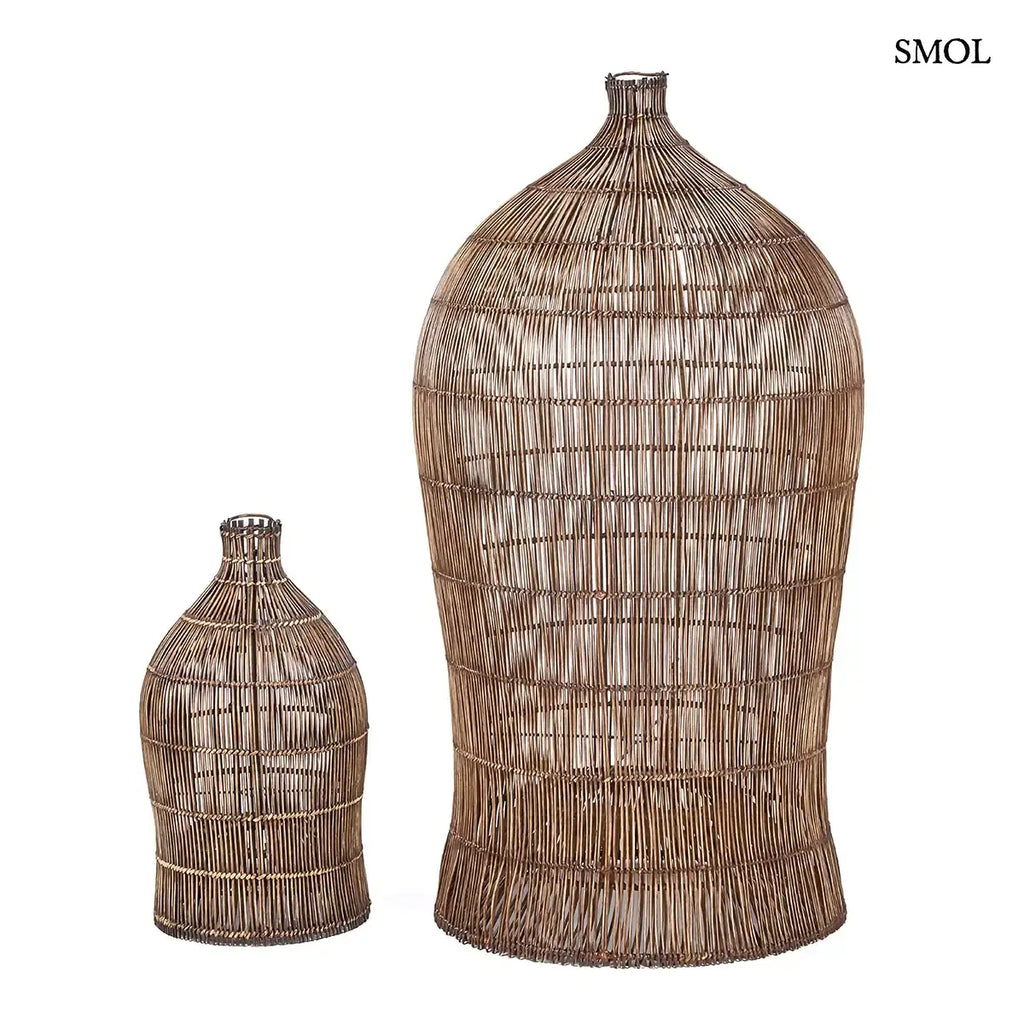 WOVEN BELL sötét dió fonott bambusz függőlámpabúra, két méretben