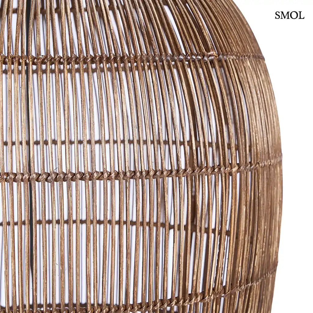 WOVEN BELL sötét dió fonott bambusz függőlámpabúra, oldalról