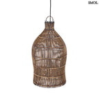 Bambusz függőlámpaernyő sötét diószínben fehér háttérrel