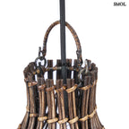 Bambusz függőlámpaernyő sötét diószínben akasztó nagyítva