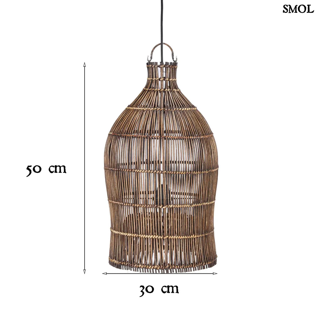 Bambusz függőlámpaernyő sötét diószínben méretekkel
