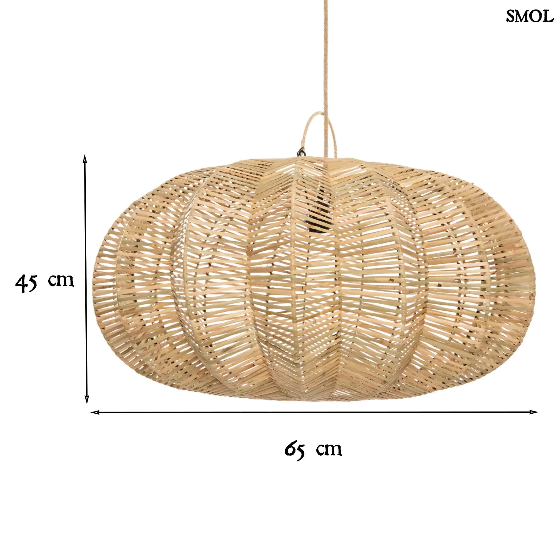 Függőlámpaernyő - nagyméretű, natúr, rattan, 65 cm | CERISE - smol.hu - méretekkel