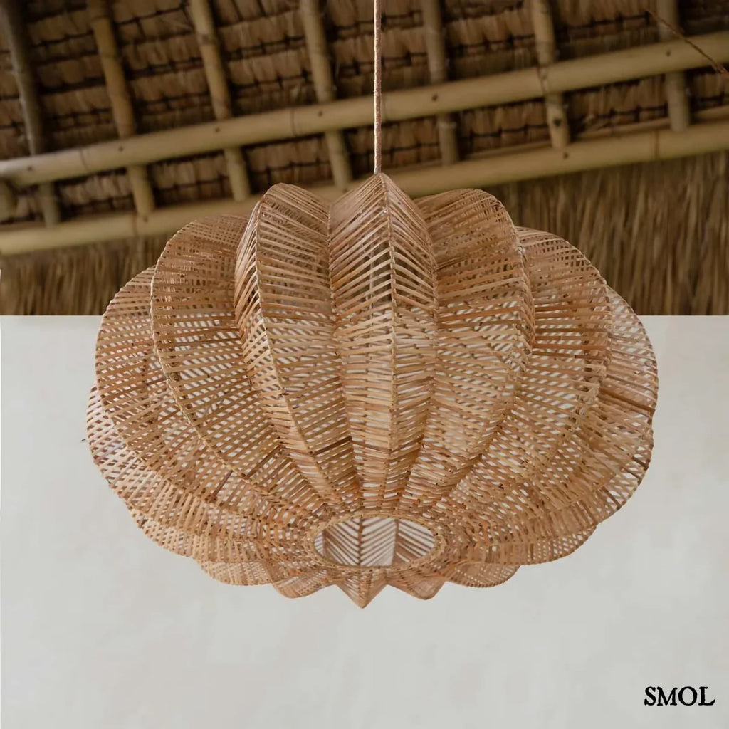 Függőlámpaernyő - nagyméretű, natúr, rattan, 65 cm | CERISE - smol.hu - szobában felfüggesztve