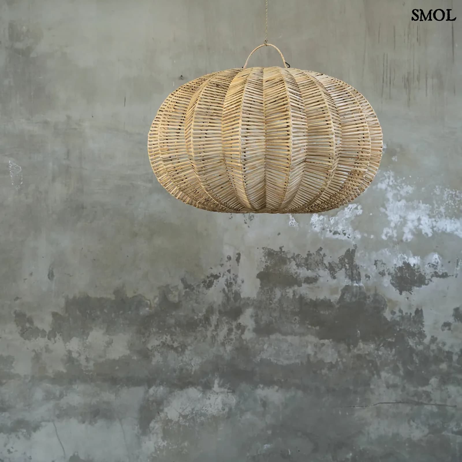 Függőlámpaernyő - nagyméretű, natúr, rattan, 65 cm | CERISE - smol.hu - szürke háttérrel
