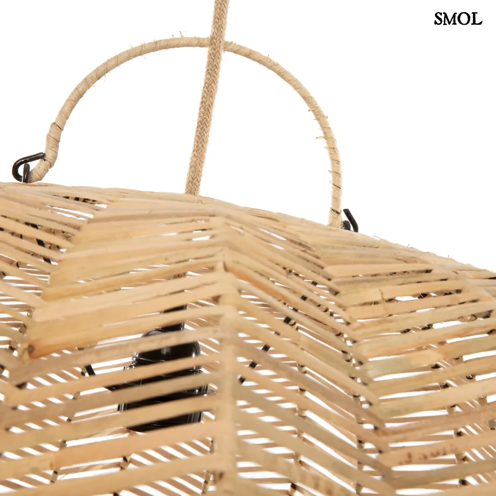 Függőlámpaernyő - nagyméretű, natúr, rattan, 65 cm | CERISE - smol.hu - akasztóval