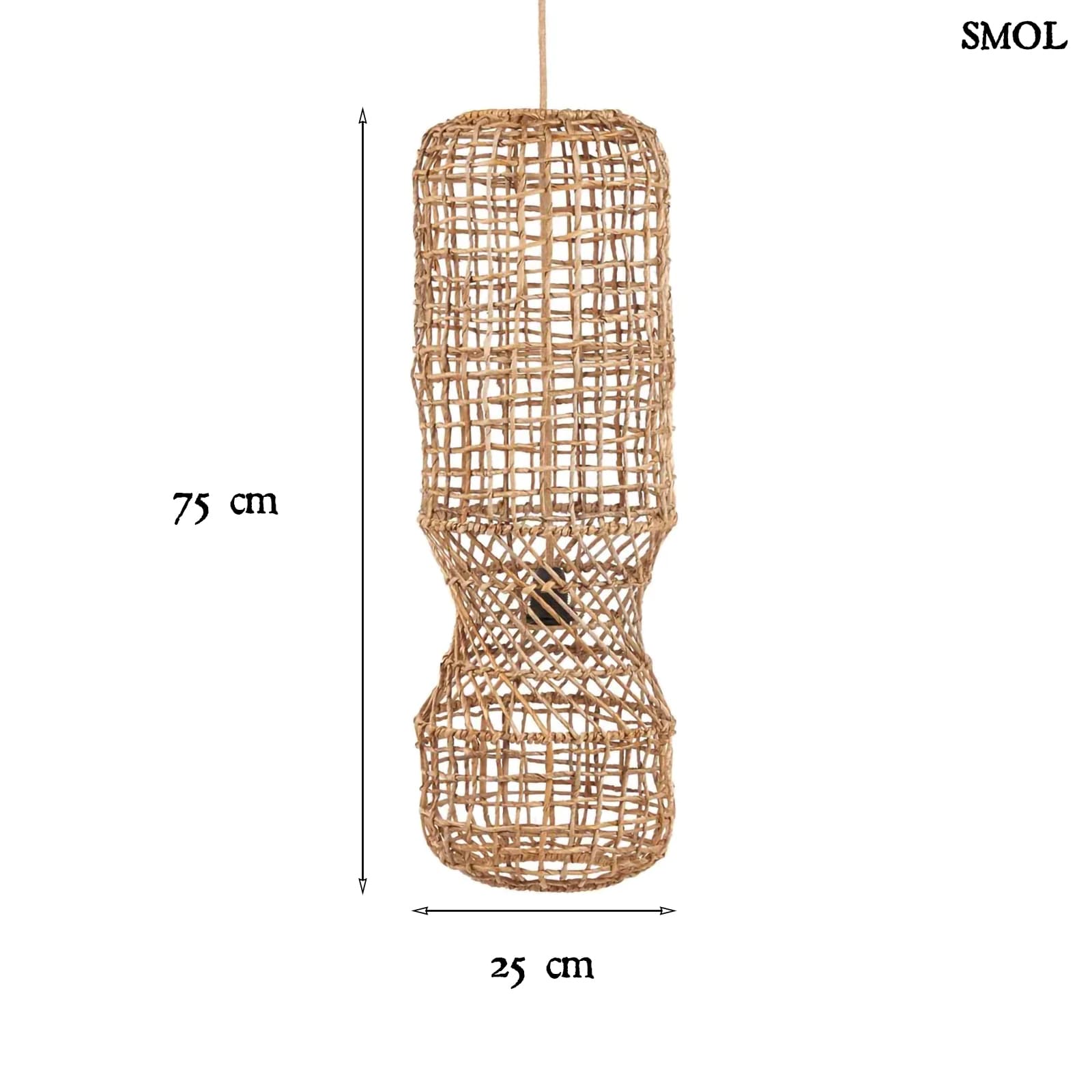 Függőlámpaernyő - natúr, banánlevél, 75 cm | GUANYIN - smol.hu -  méretekkel