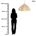 Függőlámpaernyő natúr rami rostból kézzel szőtt, organikus design, méretarányosan