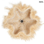 Függőlámpaernyő natúr rami rostból kézzel szőtt, organikus design, alulról