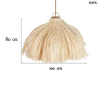 XL Rami függőlámpaernyő natúr kender/növényi rost anyagból, bohém stílusú, szőke, levegős textúrájú, harang alakú lámpabúra méretekkel