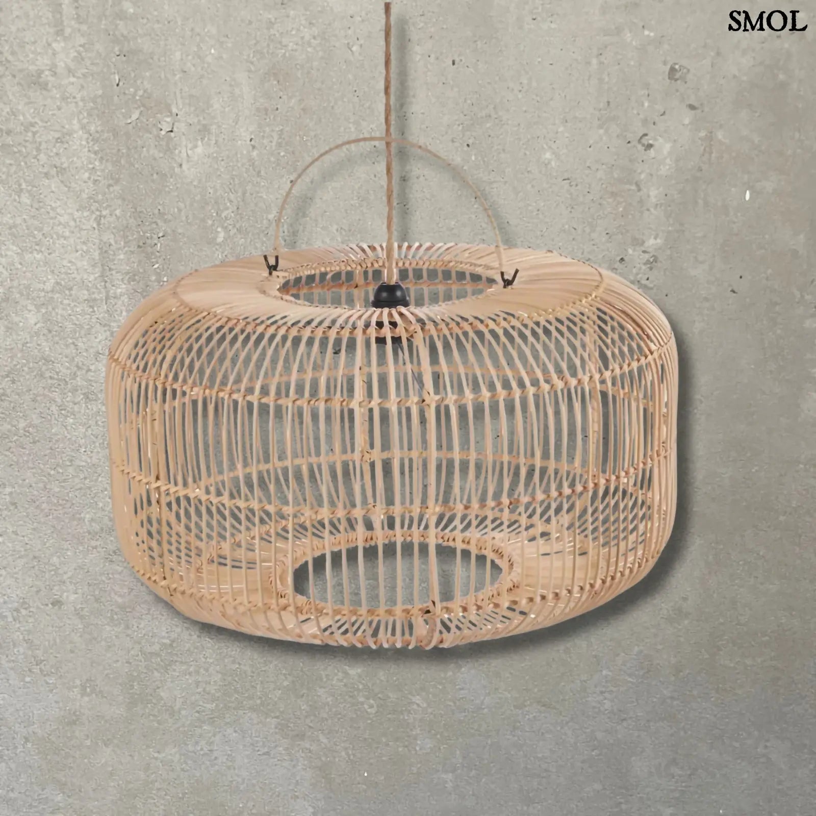 Függőlámpaernyő - rattan, natúr, L | ARUN | SMOL - szürke háttérrel