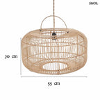 Függőlámpaernyő - rattan, natúr, L | ARUN | SMOL - méretekkel