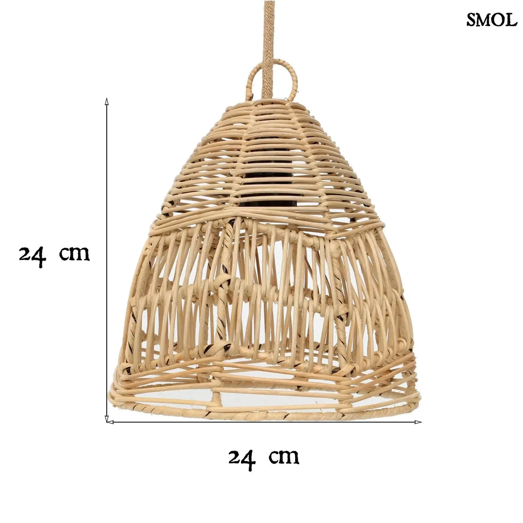 Függőlámpaernyő rattanból - natúr, S | BALA | SMOL - méretekkel