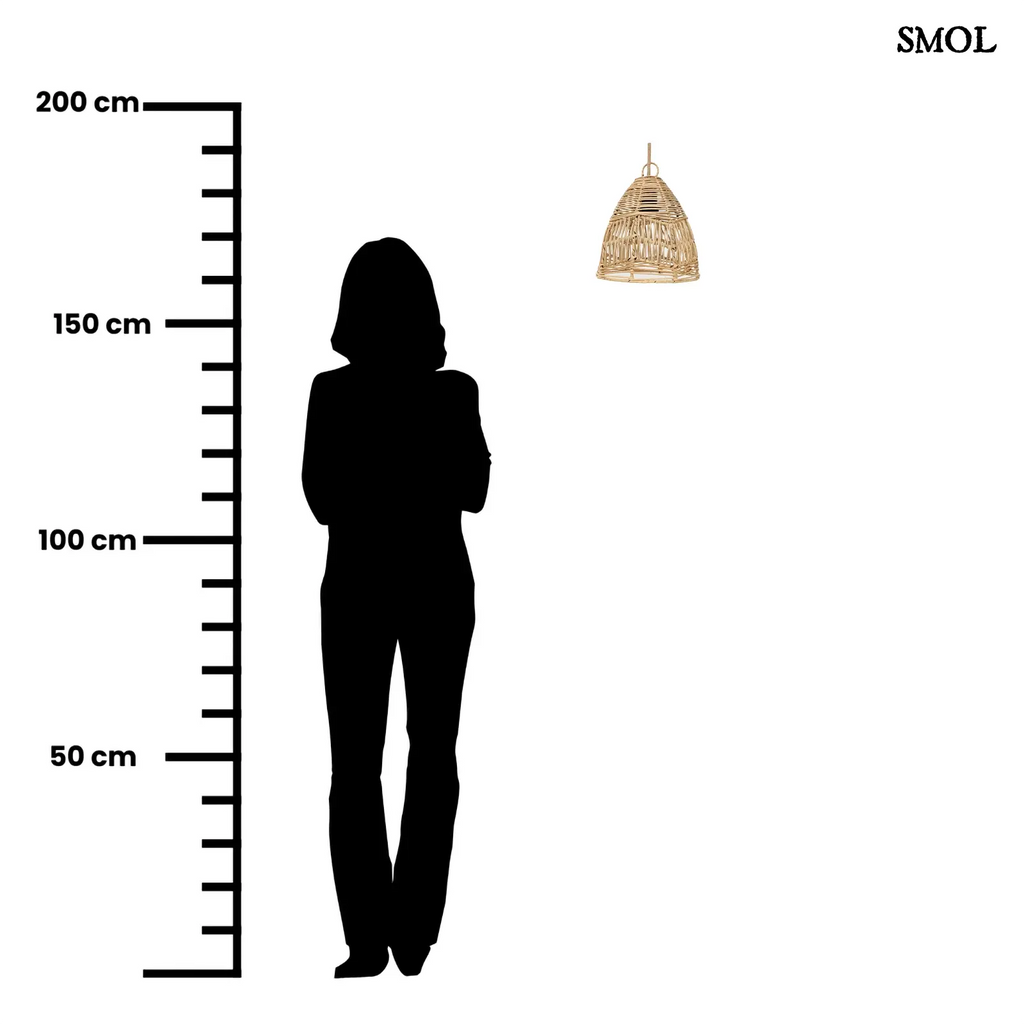 Függőlámpaernyő rattanból - natúr, S | BALA | SMOL - méretarányosan