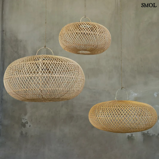 Függőlámpaernyő - természetes rattan, 60 cm | WHOLLY - smol.hu - három méretben felfüggesztve