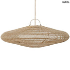 rattan függőlámpaernyő natúr színben, extra nagy méretben fehér háttérrel