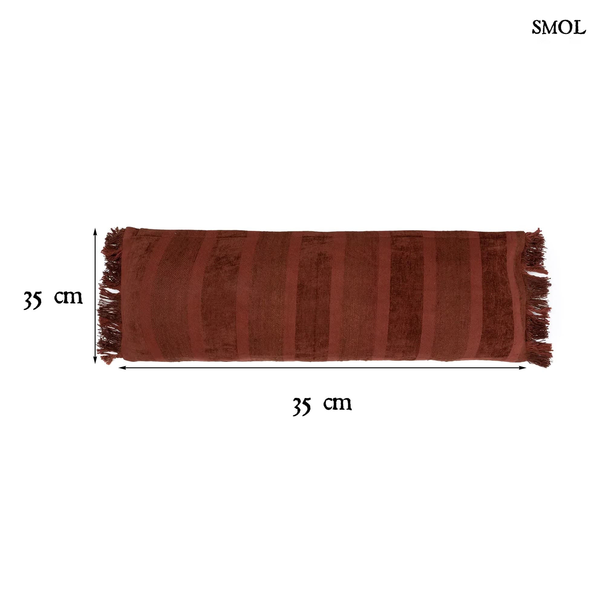 GEE BURGUNDY, bársony díszpárnahuzat, 35x100 - smol.hu - méretekkel